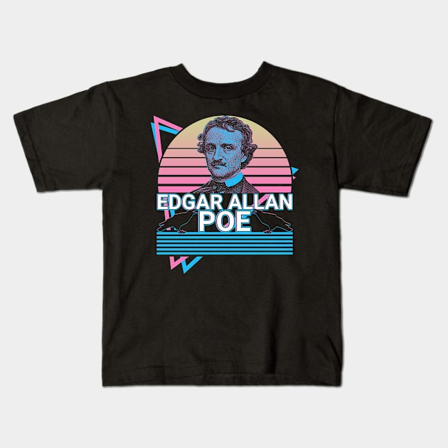 Edgar Allan Poe Vaporwave Aesthetic Retro Gift Kids T-Shirt by Alex21